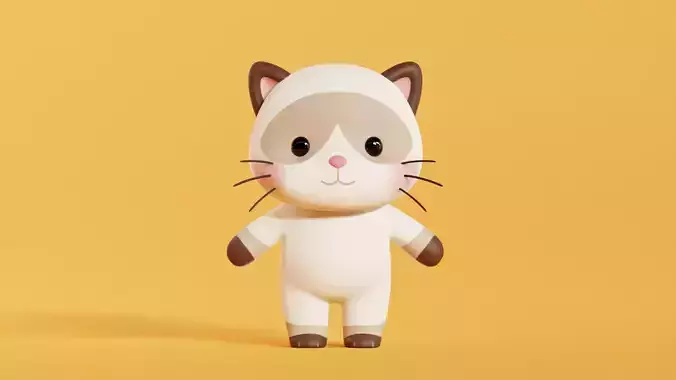 Cat Character Cartoon Siamese Chibi Kawaii 