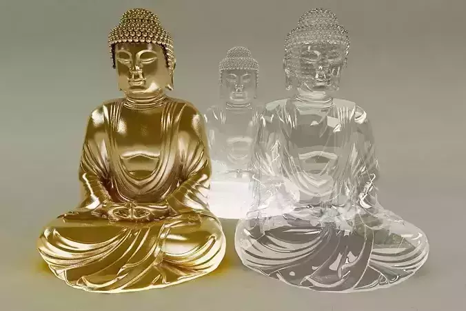 Gold Glass Ice Buddha