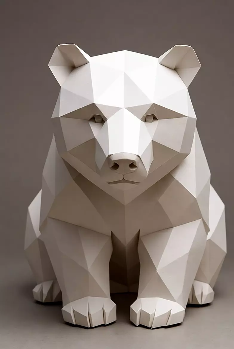 Low-Poly Sitting Bear 3D print model_0