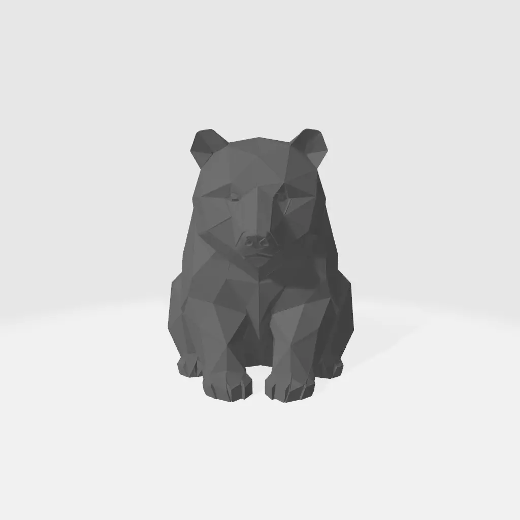 Low-Poly Sitting Bear 3D print model_4