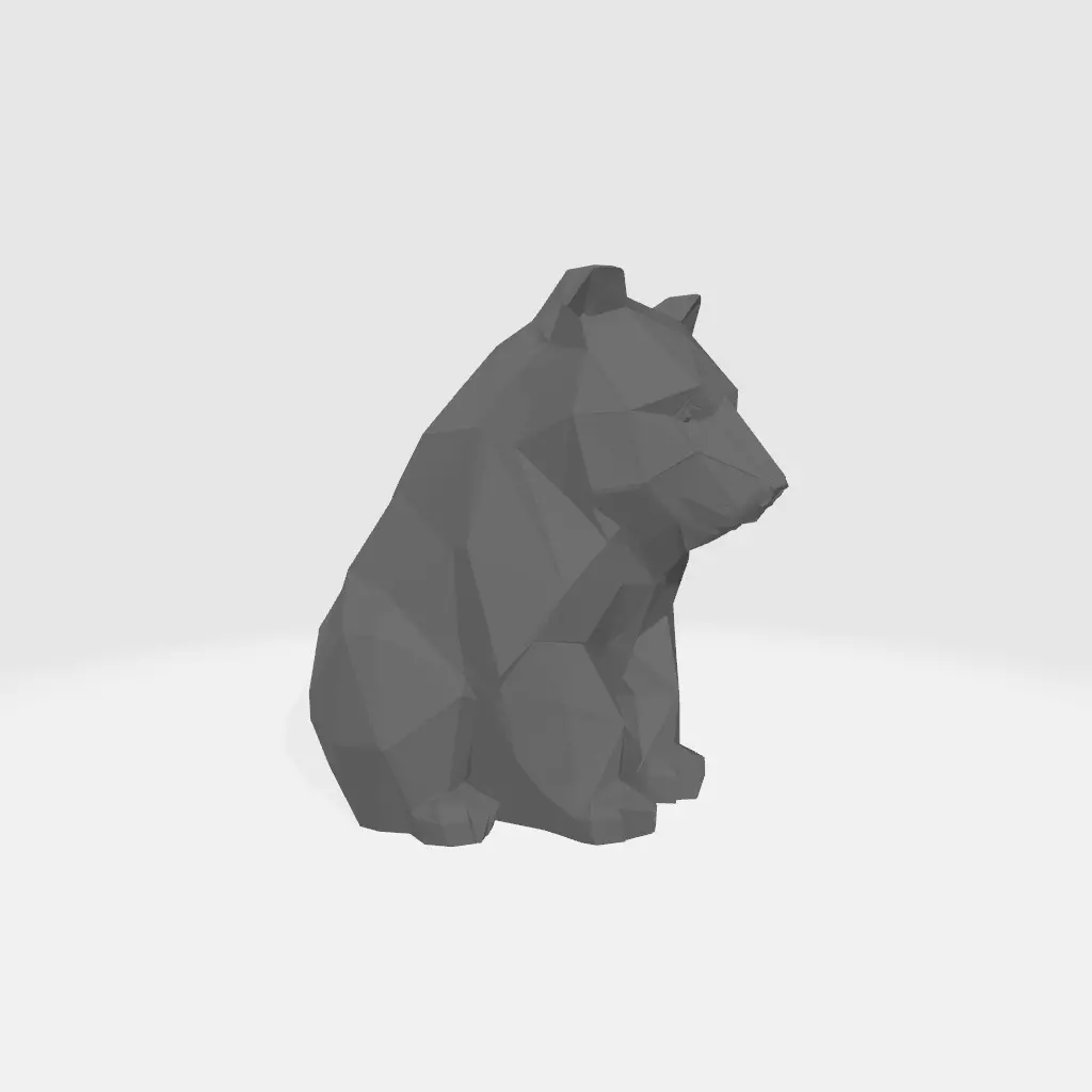 Low-Poly Sitting Bear 3D print model_3