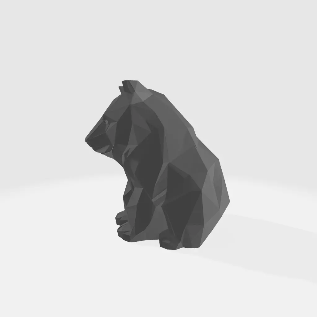 Low-Poly Sitting Bear 3D print model_1