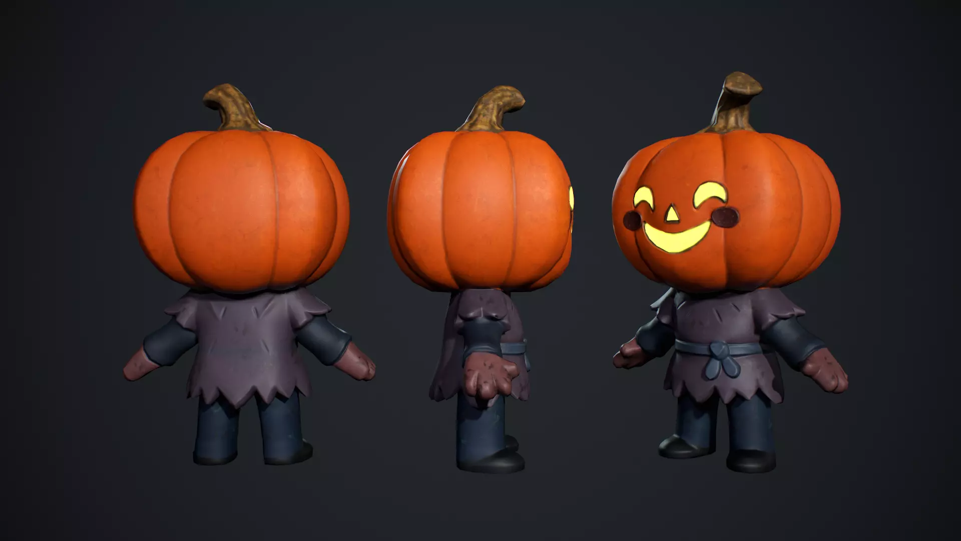 Cute Scarecrow Low Poly Low-poly 3D model_4