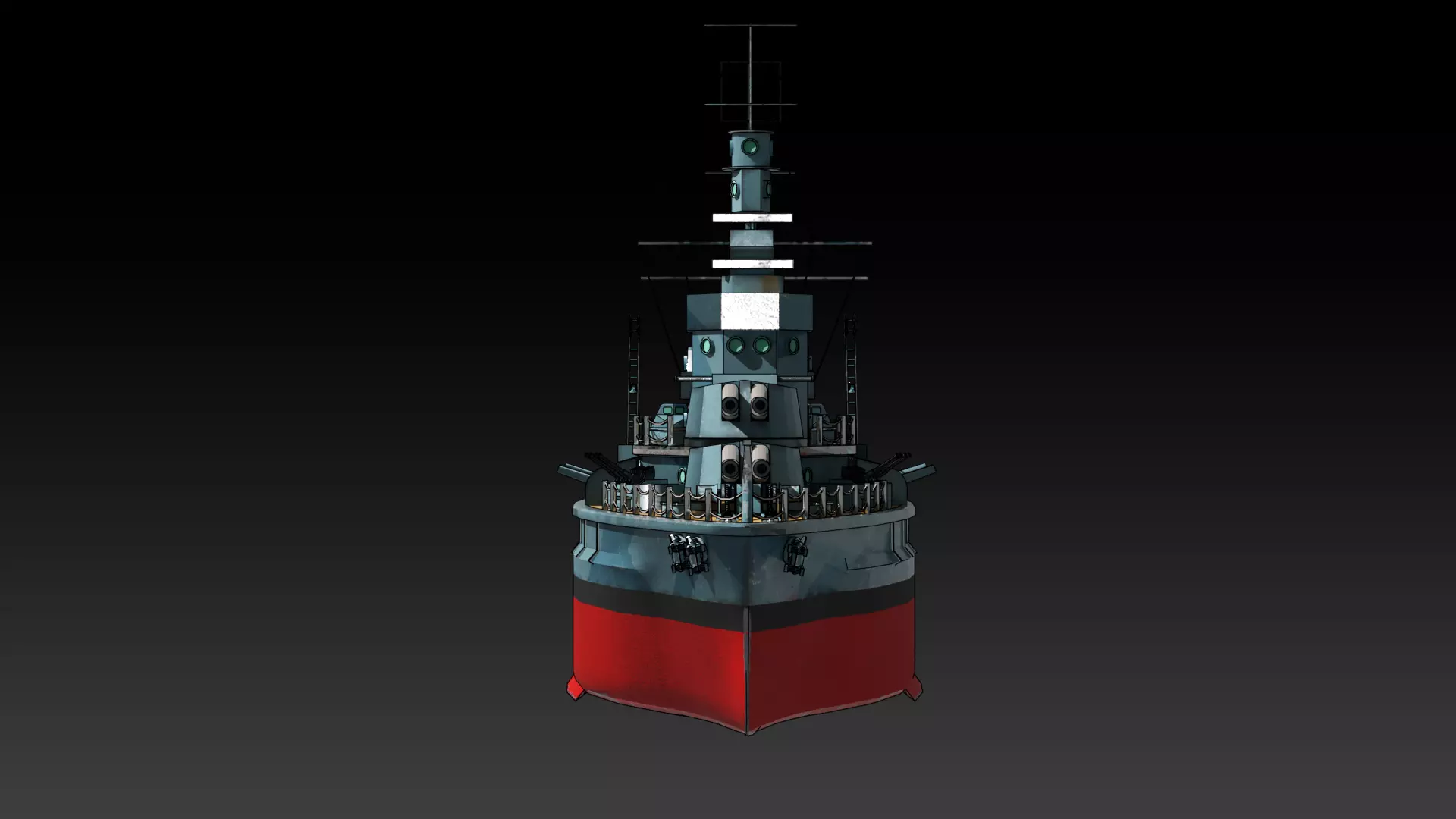 Cartoon British Battleship Low-poly 3D model_3