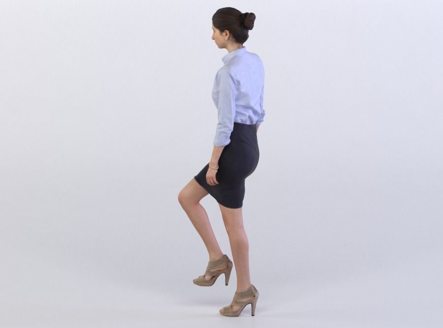 Belle 0321 Woman walking upstairs 3D model_1