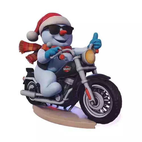 Stylized Snowman Biker 3D Printable Figurine 3D print model Stylized Snowman Biker 3D Printable Figurine 3D print model