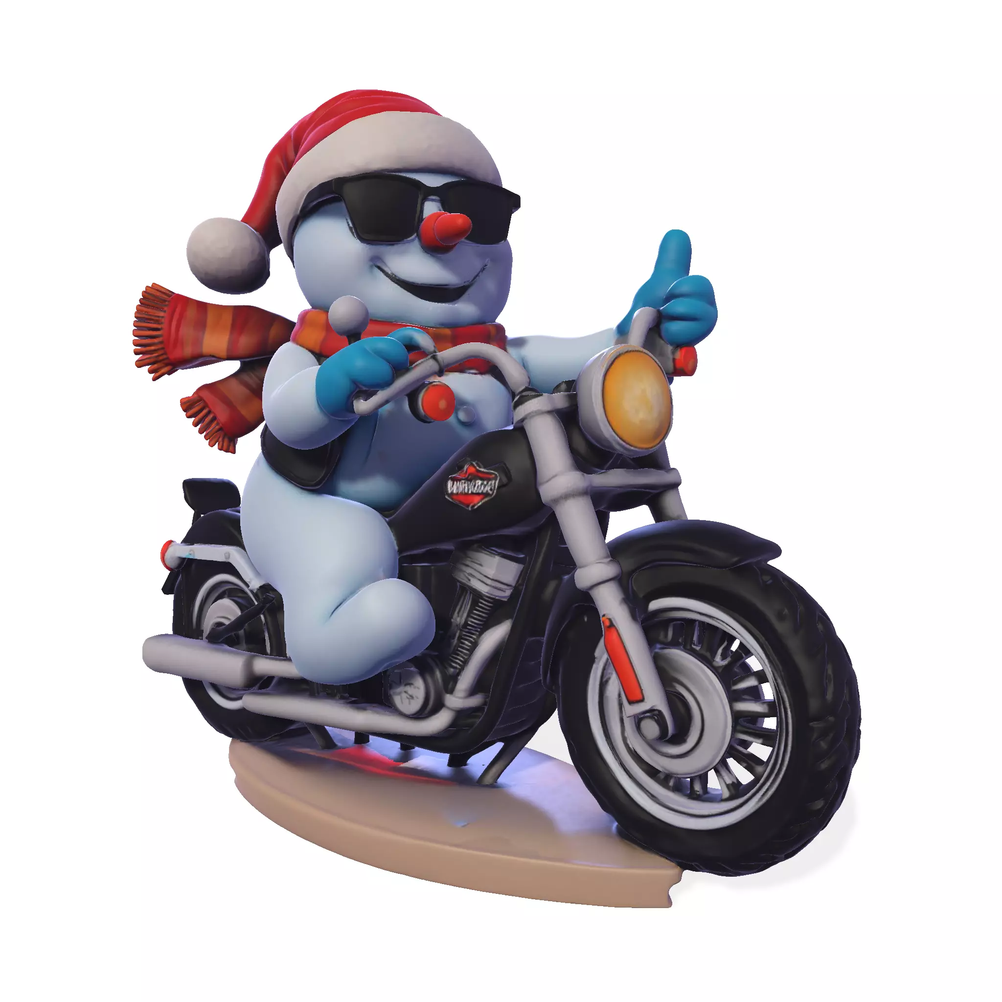 Stylized Snowman Biker 3D Printable Figurine 3D print model_0