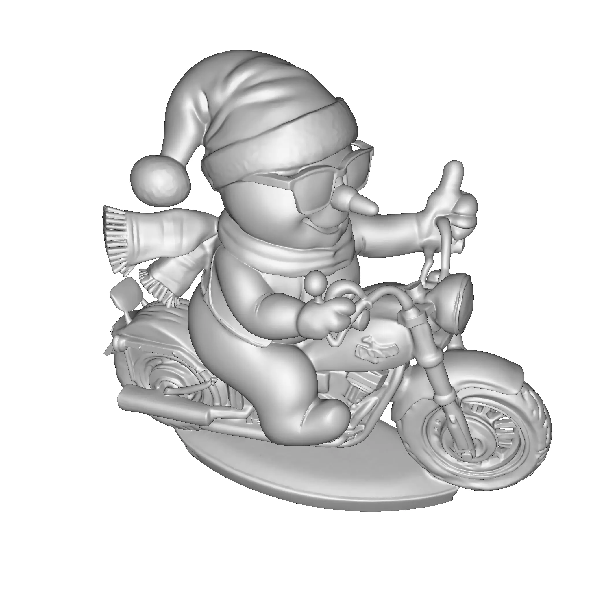 Stylized Snowman Biker 3D Printable Figurine 3D print model_24