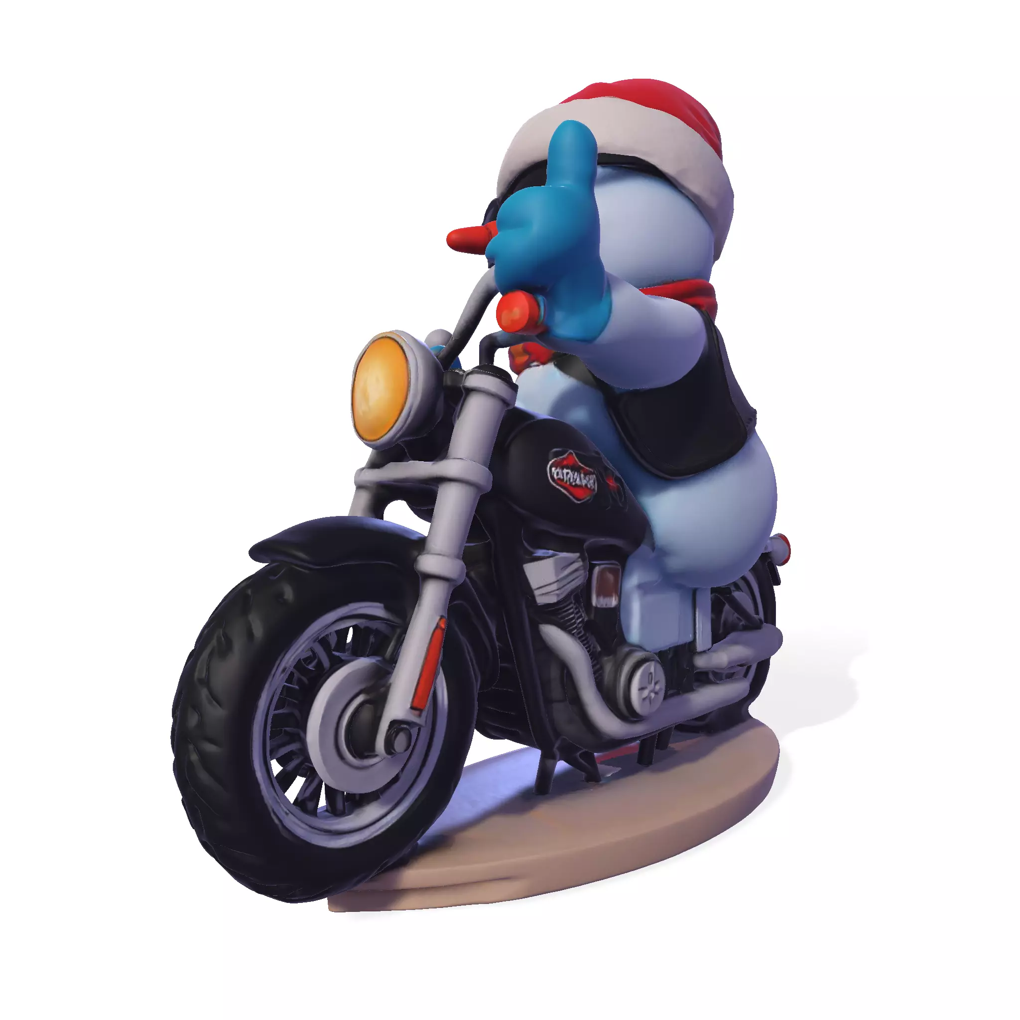 Stylized Snowman Biker 3D Printable Figurine 3D print model_3