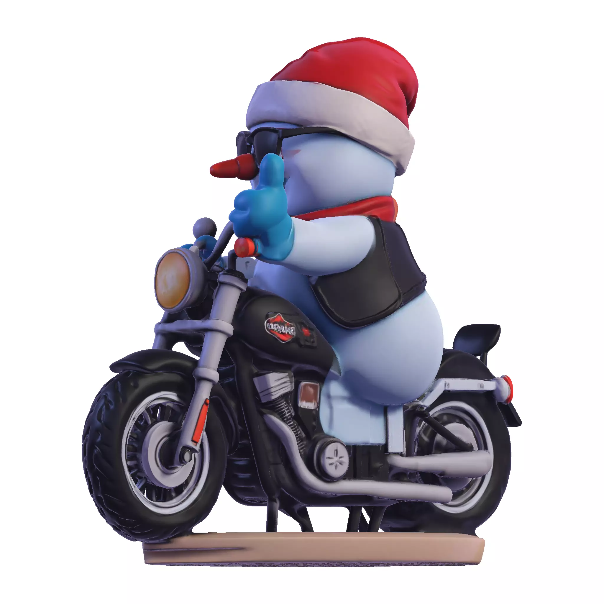 Stylized Snowman Biker 3D Printable Figurine 3D print model_18