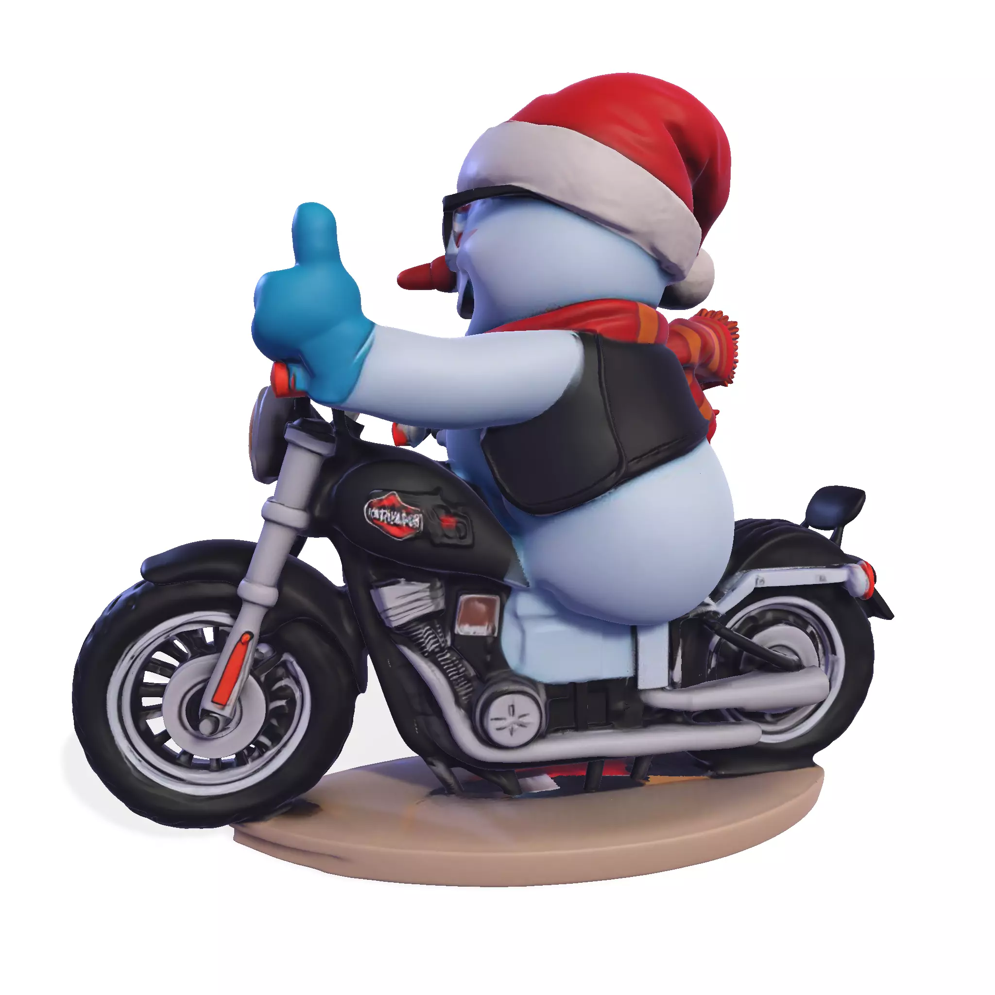Stylized Snowman Biker 3D Printable Figurine 3D print model_17
