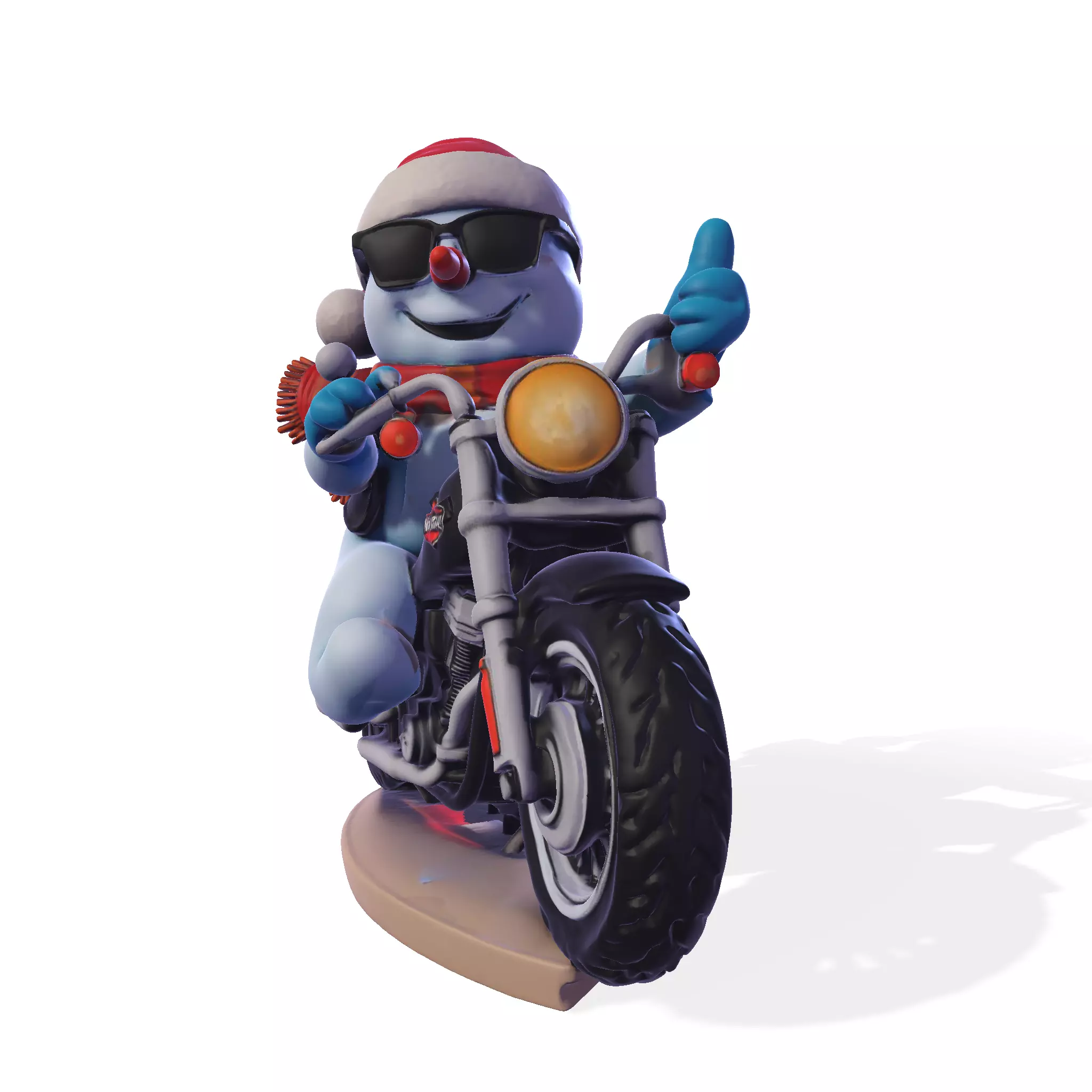 Stylized Snowman Biker 3D Printable Figurine 3D print model_1