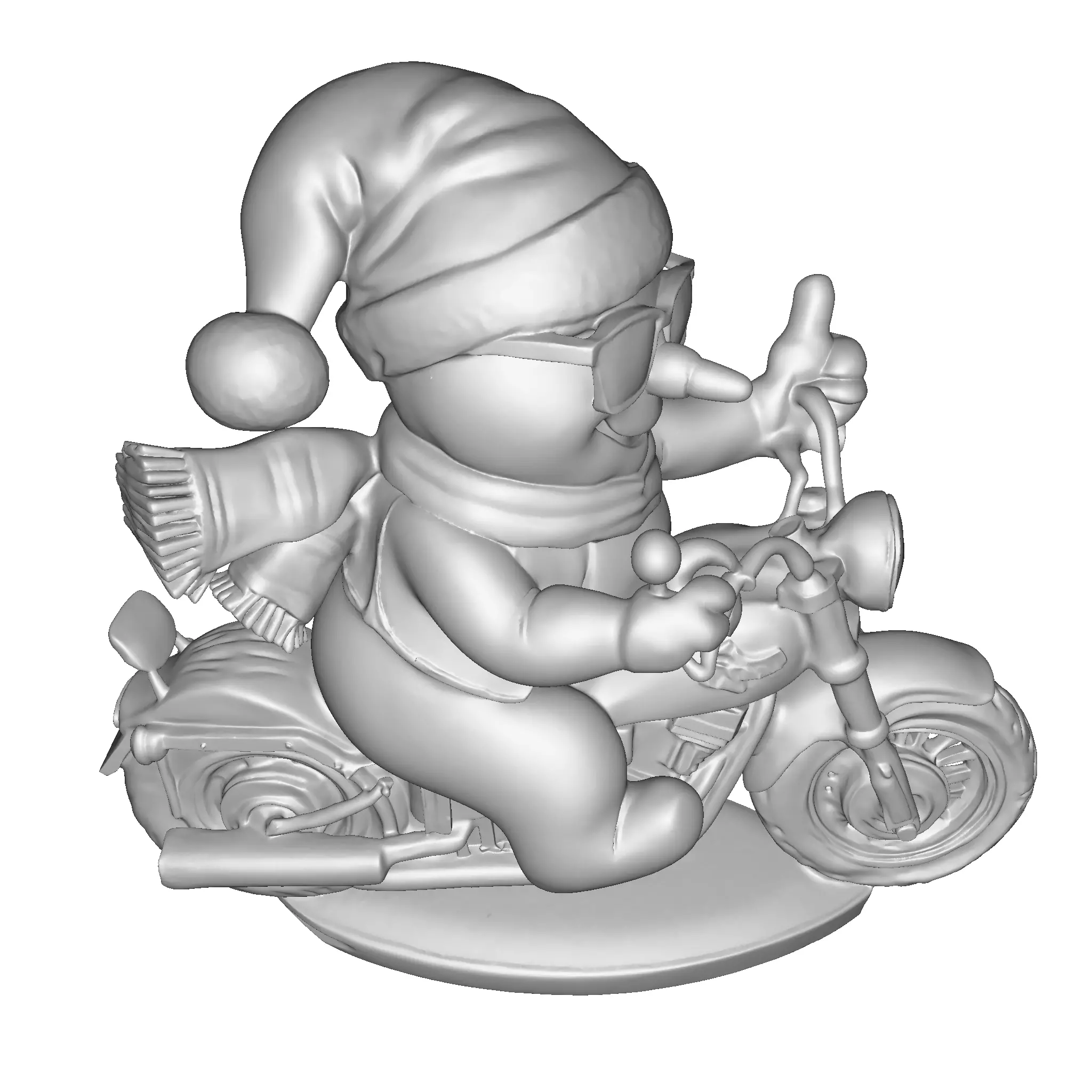 Stylized Snowman Biker 3D Printable Figurine 3D print model_27