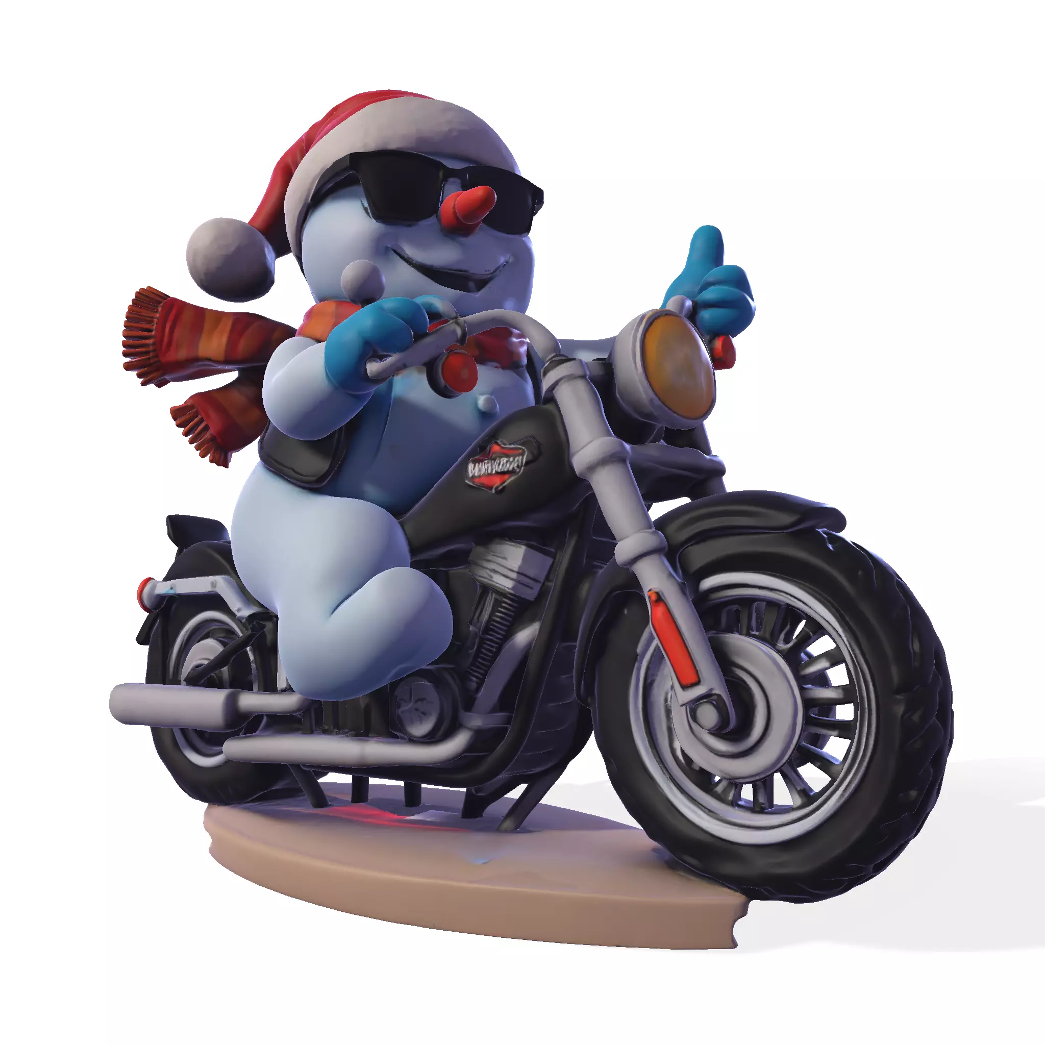 Stylized Snowman Biker 3D Printable Figurine 3D print model_12