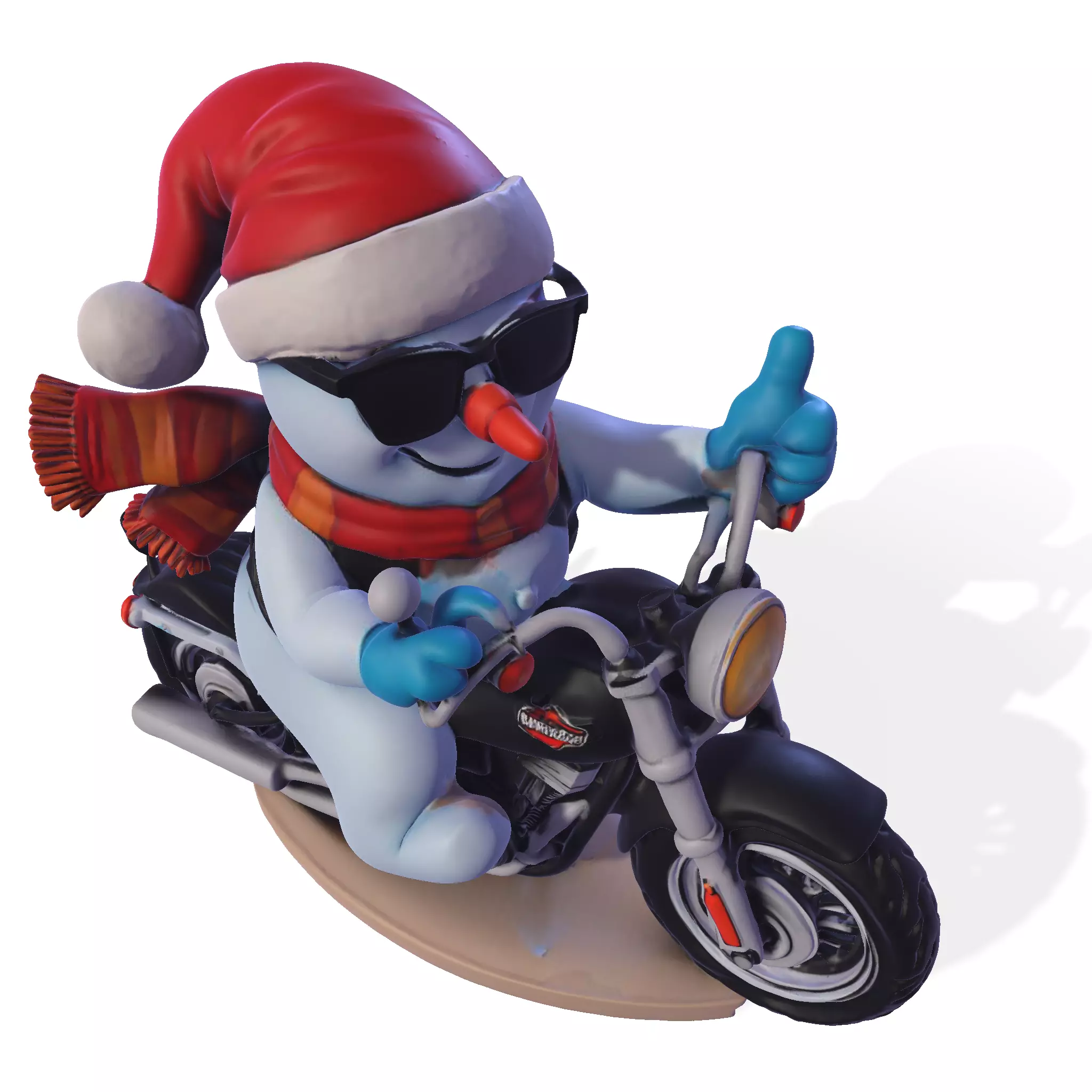 Stylized Snowman Biker 3D Printable Figurine 3D print model_13