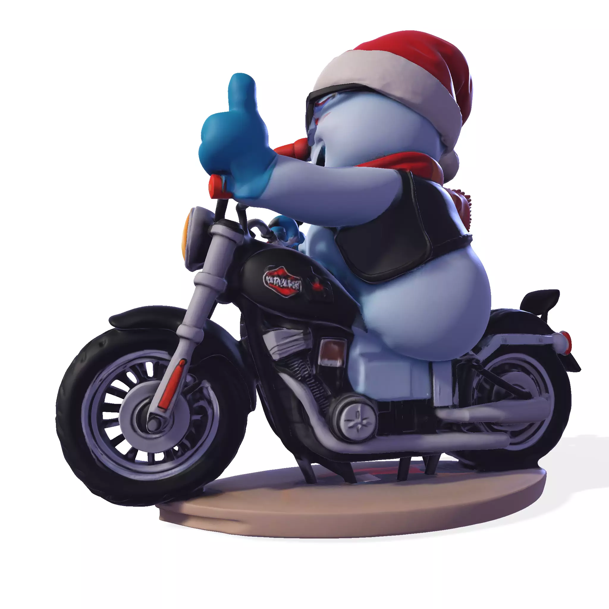 Stylized Snowman Biker 3D Printable Figurine 3D print model_4