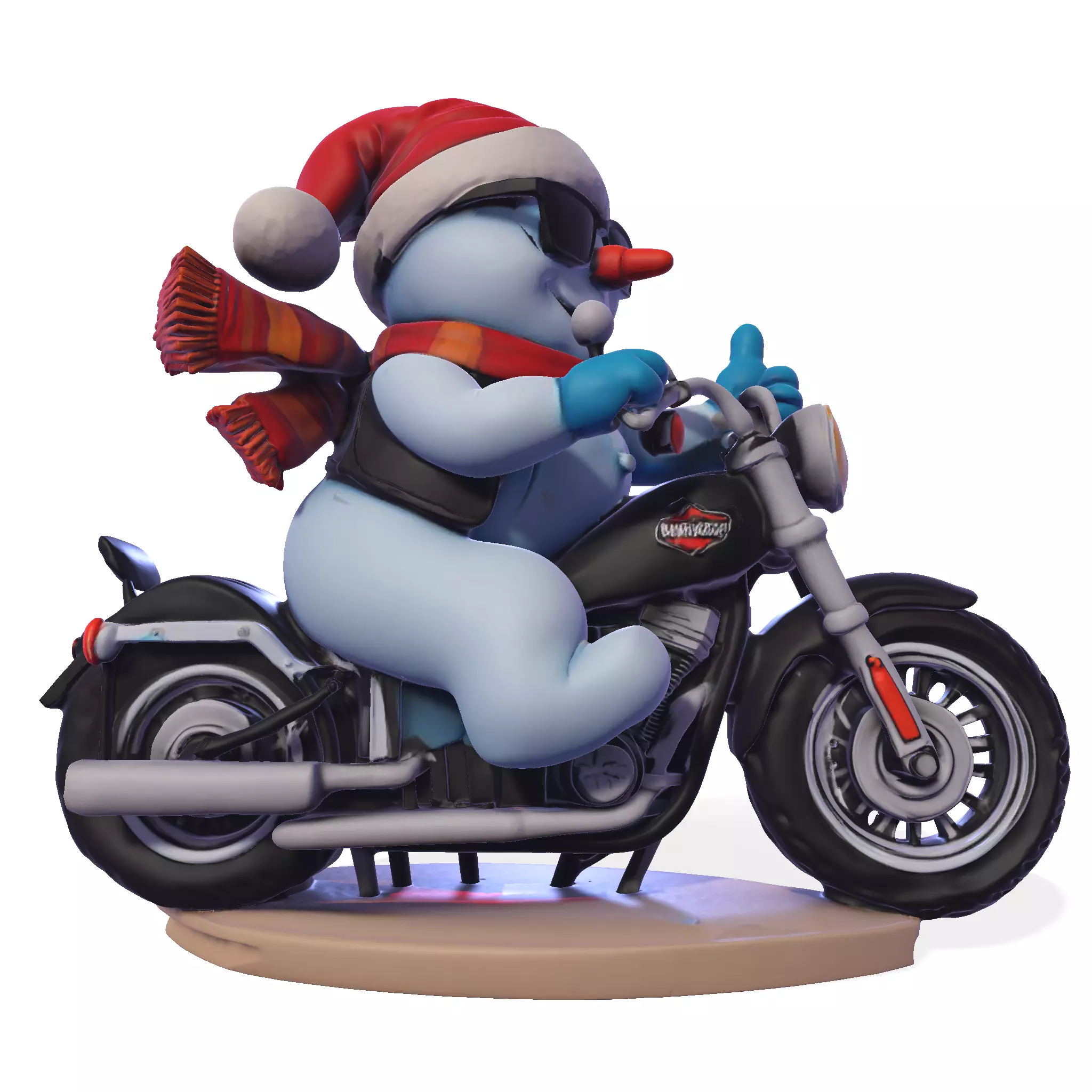 Stylized Snowman Biker 3D Printable Figurine 3D print model_11