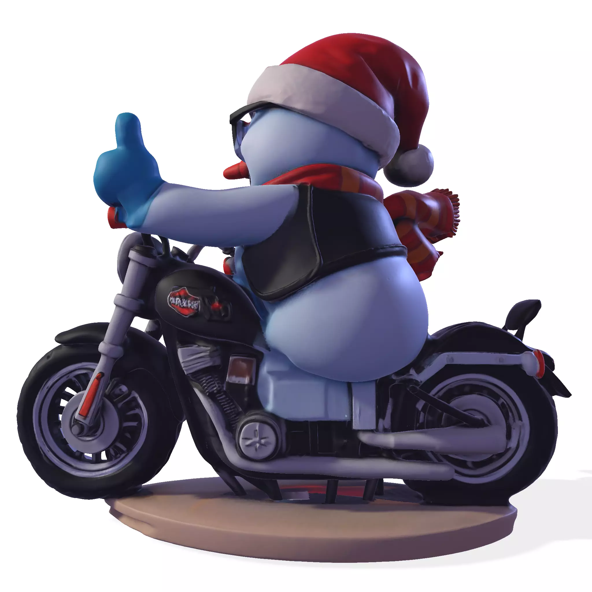 Stylized Snowman Biker 3D Printable Figurine 3D print model_5