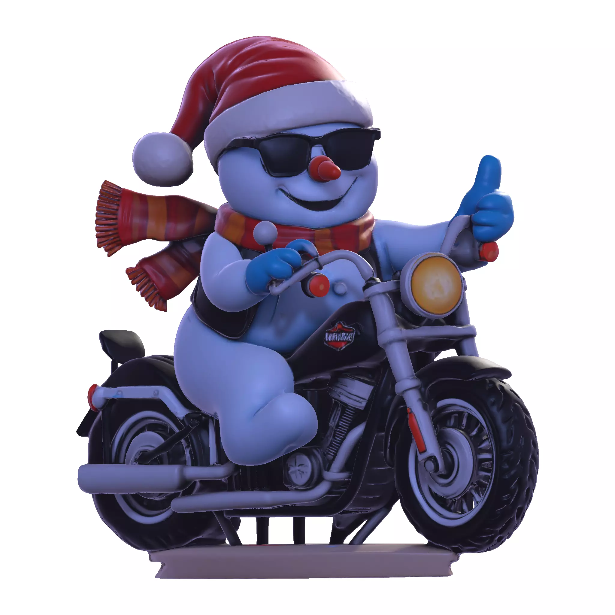 Stylized Snowman Biker 3D Printable Figurine 3D print model_21