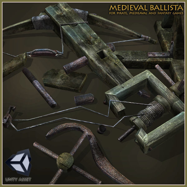 Animated Medieval Ballista Low-poly 3D model_4
