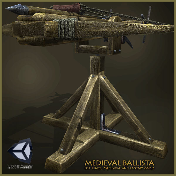 Animated Medieval Ballista Low-poly 3D model_2