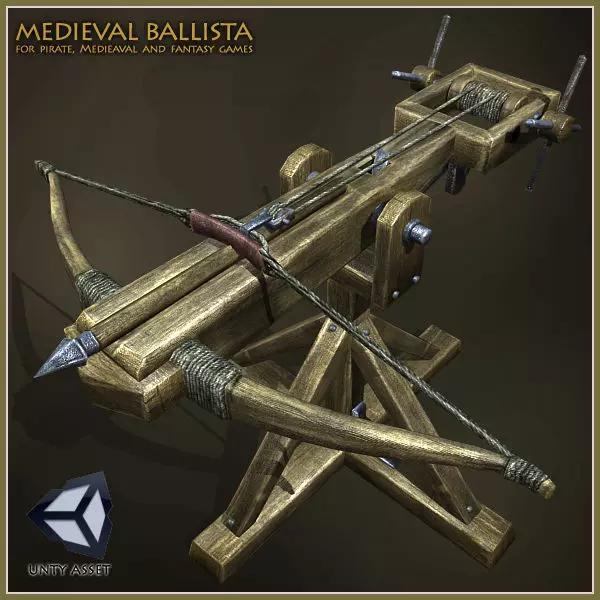 Animated Medieval Ballista Low-poly 3D model_0