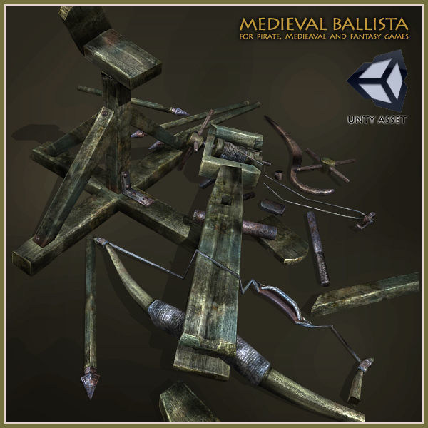 Animated Medieval Ballista Low-poly 3D model_5