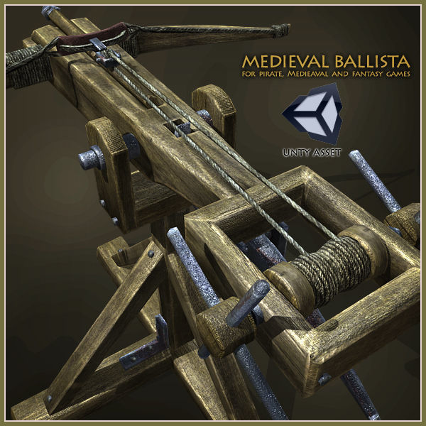 Animated Medieval Ballista Low-poly 3D model_6
