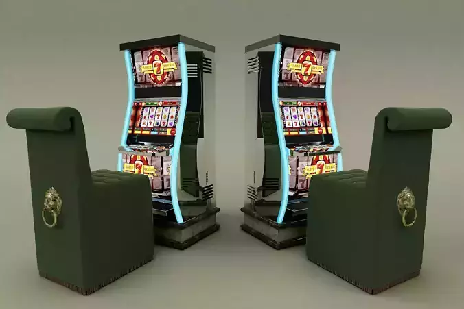 Modern Slotmachine and High Chair for Casino with LionHead