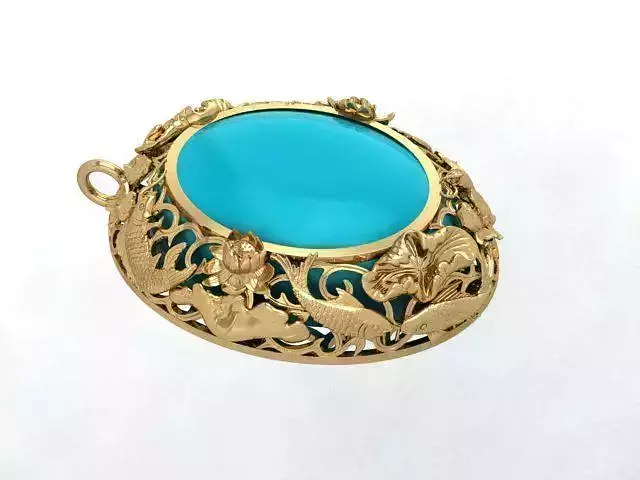 koi fish and lotus pond  pendant