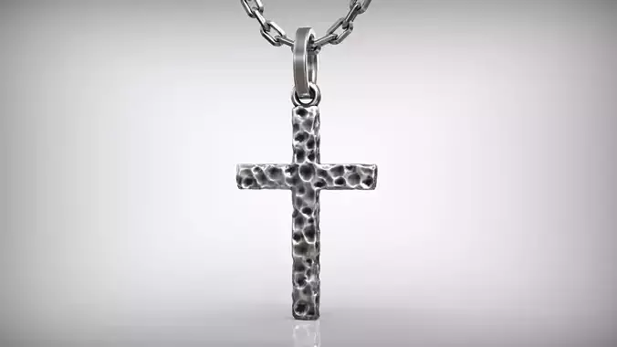 Minimalist Vintage Design Hammered Cross Pendant Forged Texture