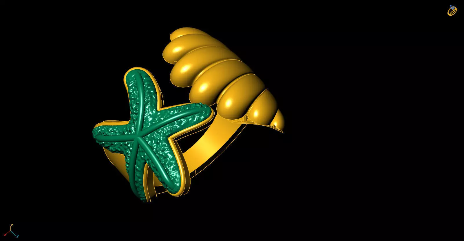 Shell  Star Ring 3D print model_2