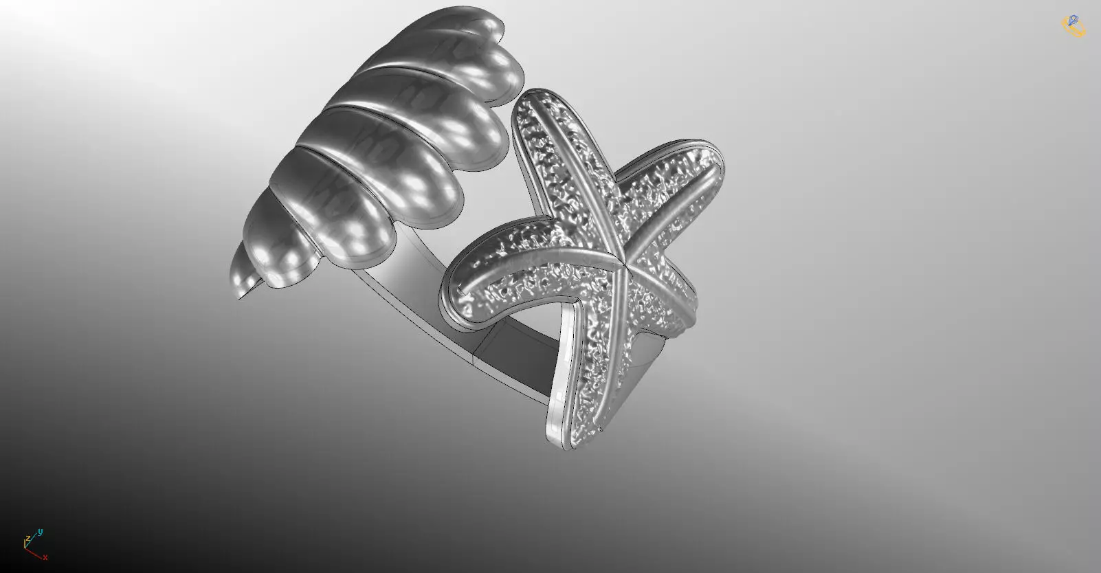 Shell  Star Ring 3D print model_10