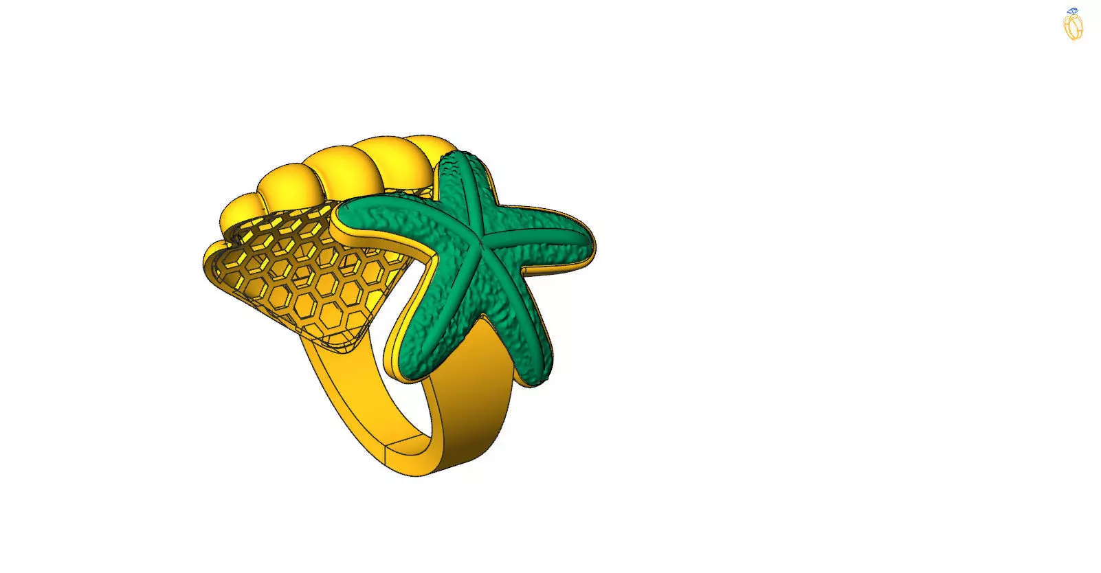 Shell  Star Ring 3D print model_7
