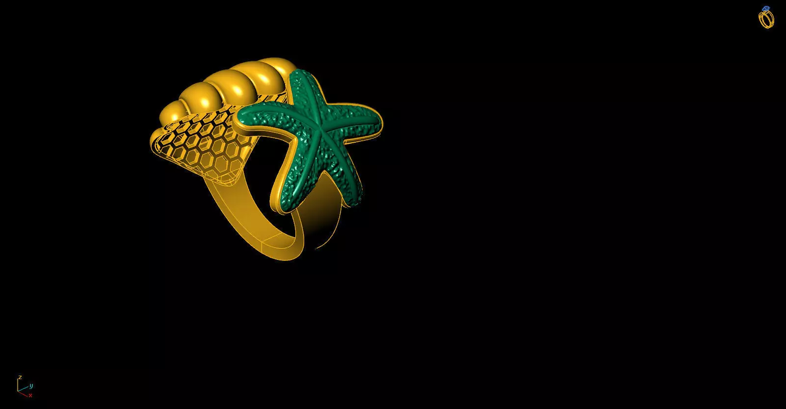 Shell  Star Ring 3D print model_0