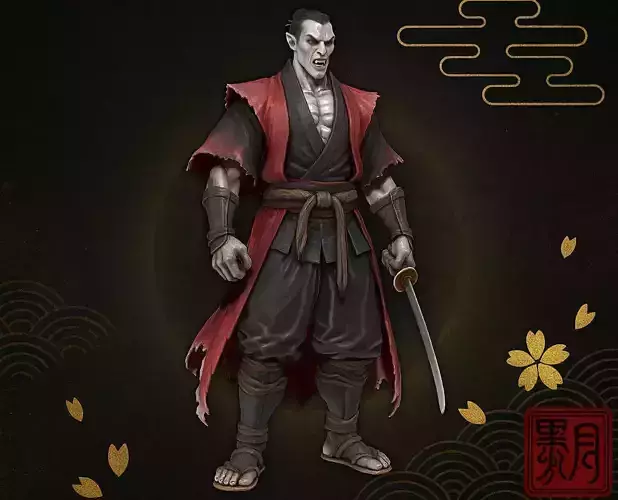 Samurai Vampire Warrior 3D Print Model High Poly Game Asset