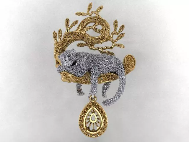 black panther on tree pendant 3D print model_0