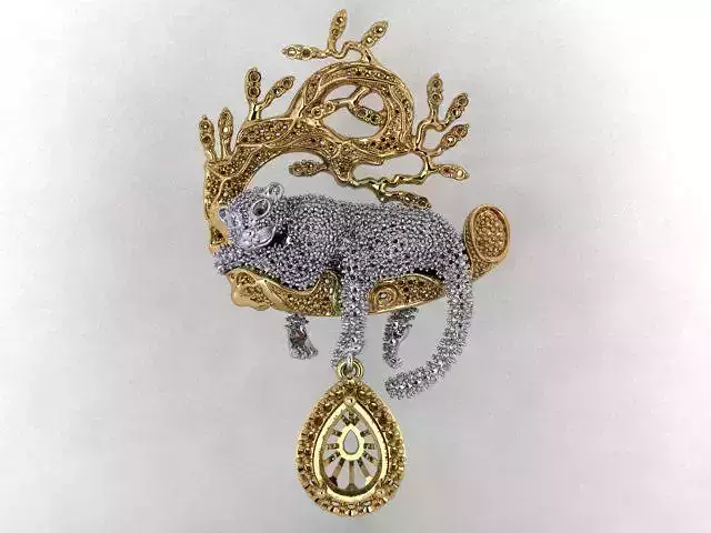 black panther on tree pendant