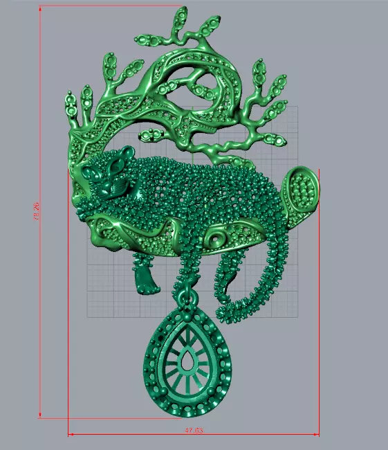 black panther on tree pendant 3D print model_1