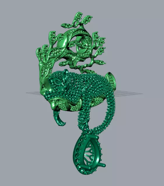 black panther on tree pendant 3D print model_2