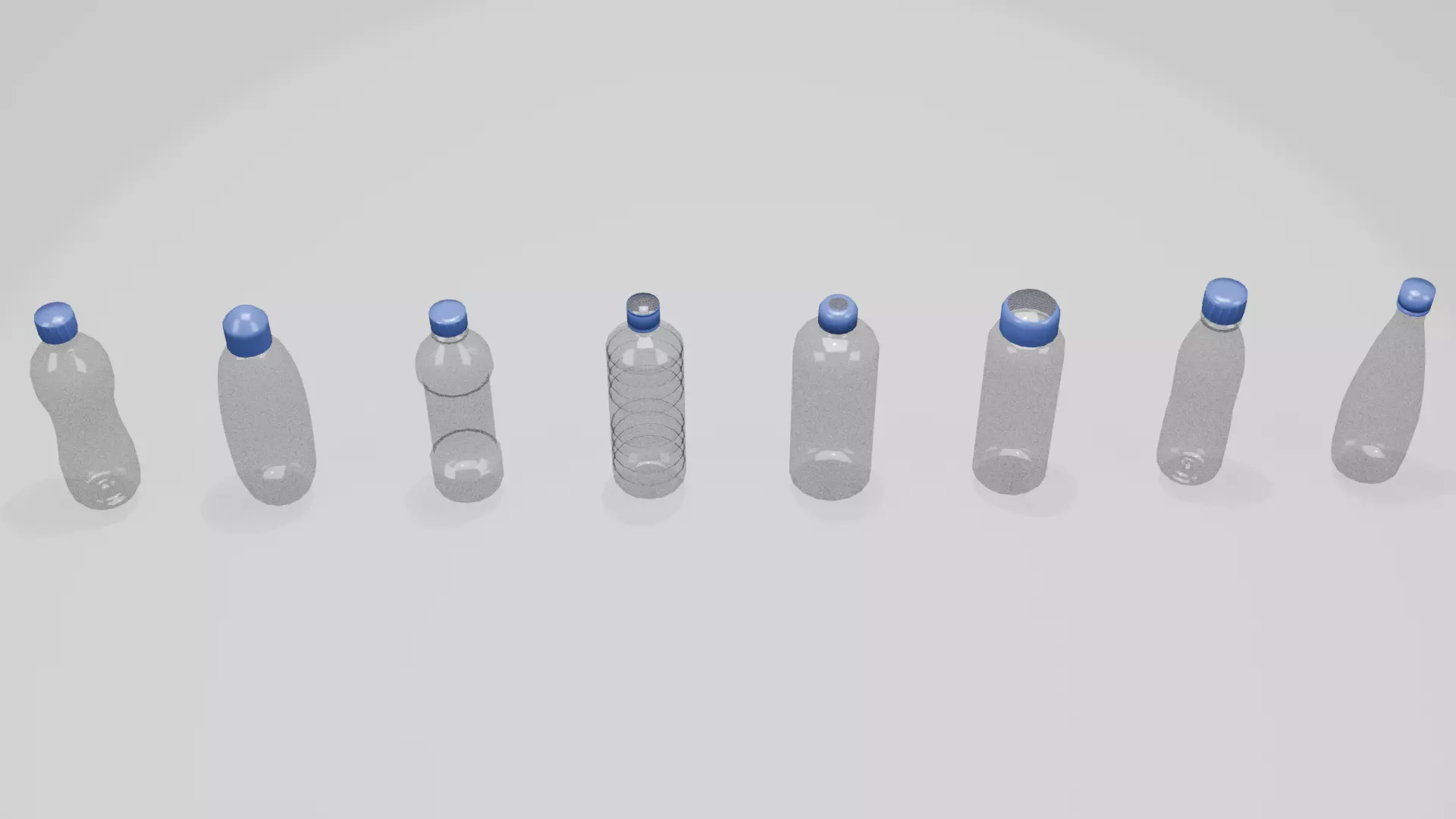 Pack de 8 Botellas de Plastico Low Poly Unid-02 Low-poly 3D model_2