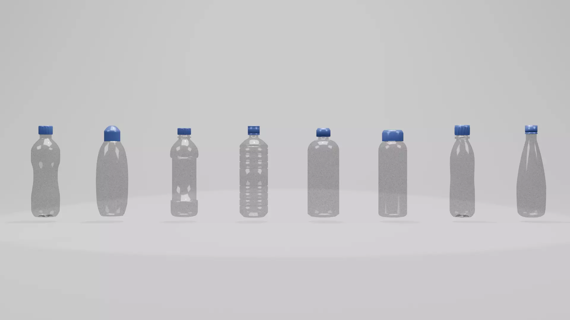 Pack de 8 Botellas de Plastico Low Poly Unid-02 Low-poly 3D model_0