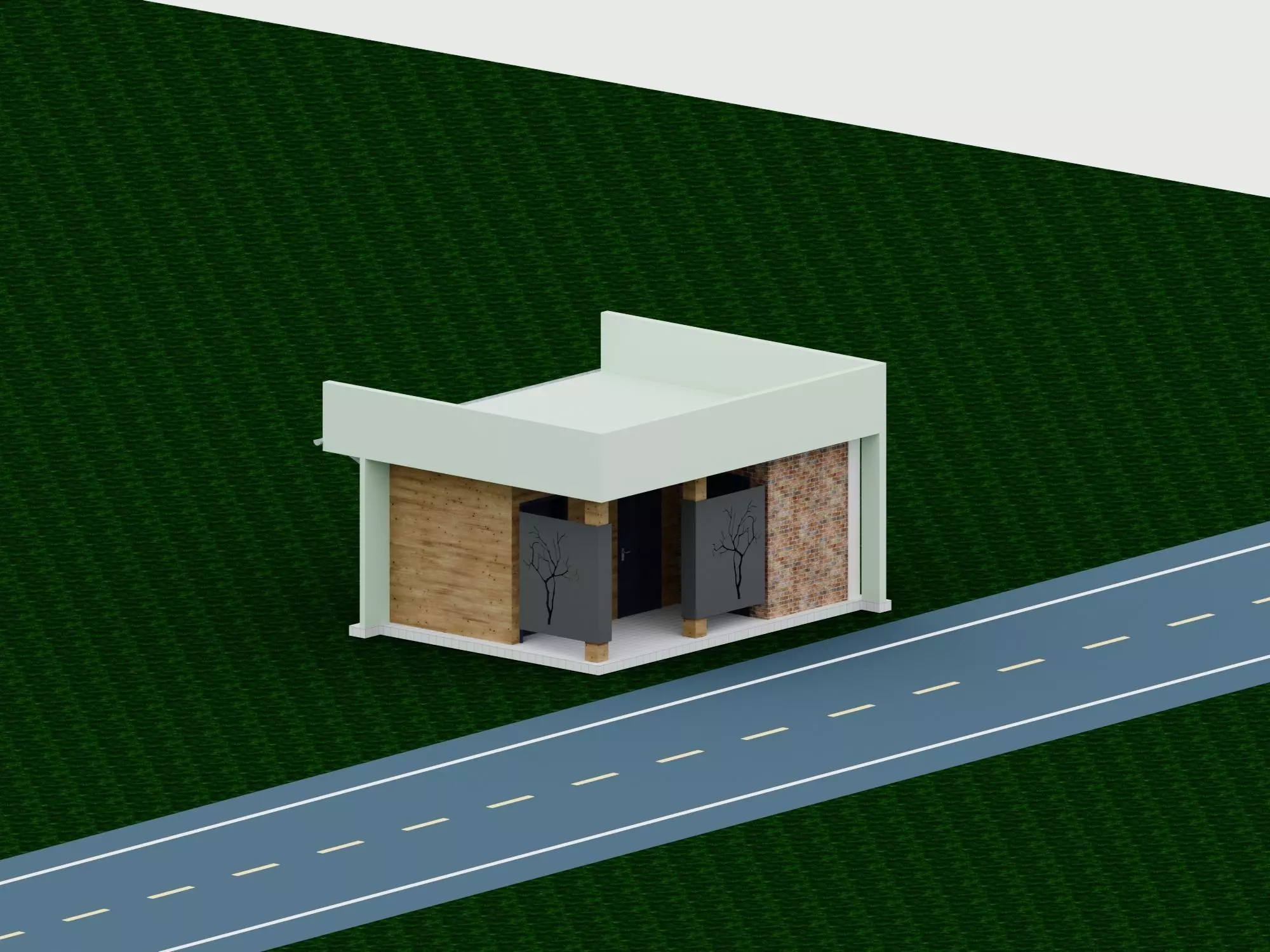 Public Restroom Pavilion 3D model_0