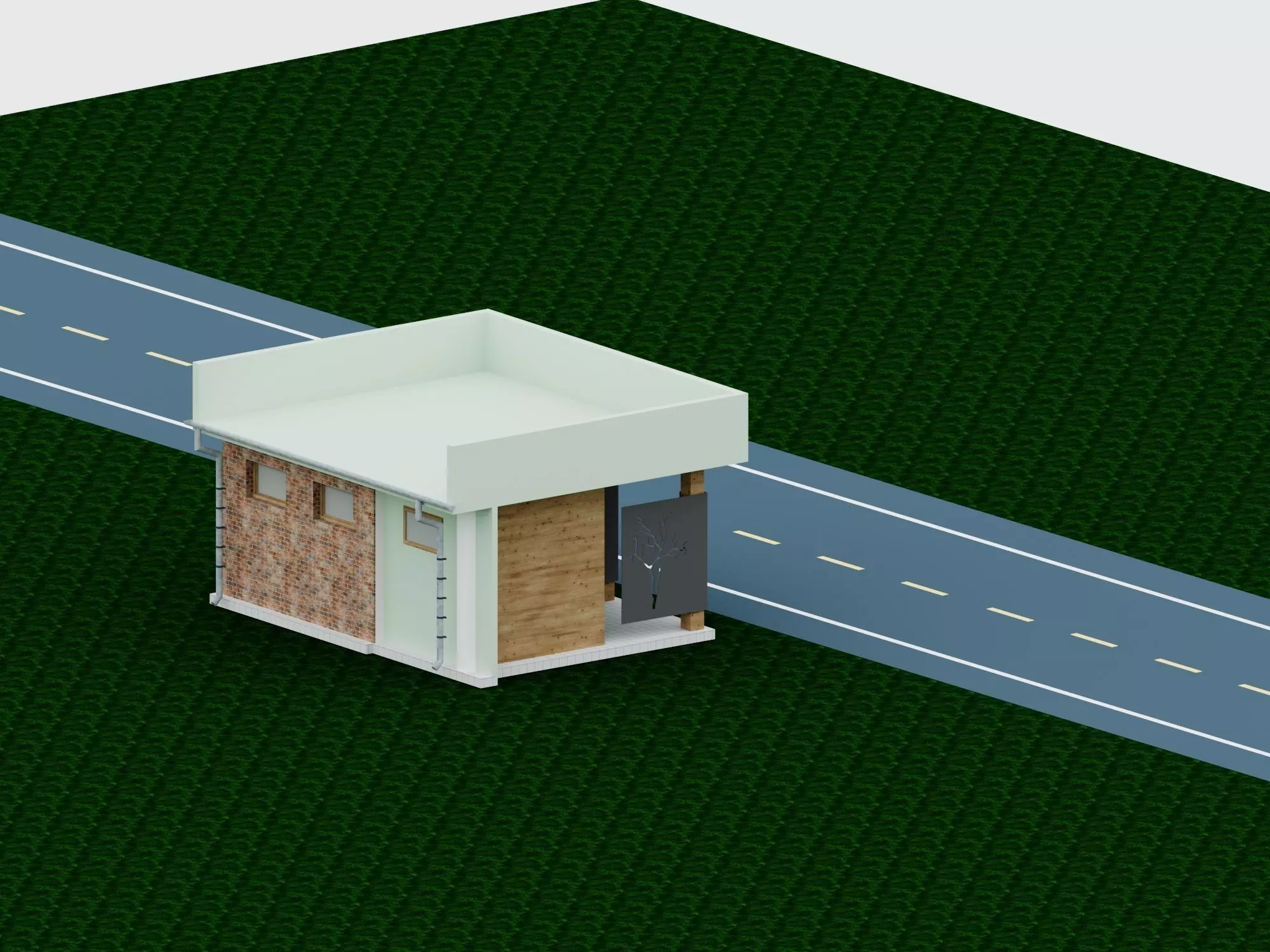 Public Restroom Pavilion 3D model_1