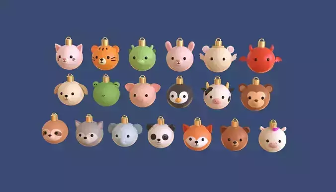 Christmas Animal Ornament Ball Pack 01 