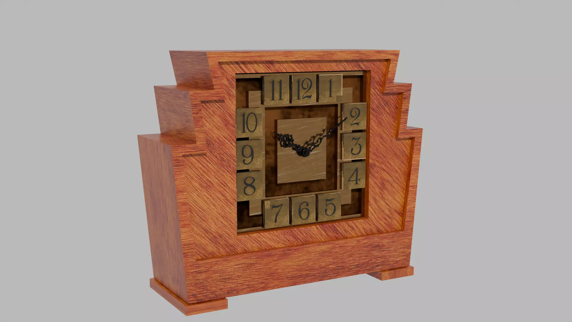 Arts And Crafts Inspired Mantle Clock Low-poly 3D model
