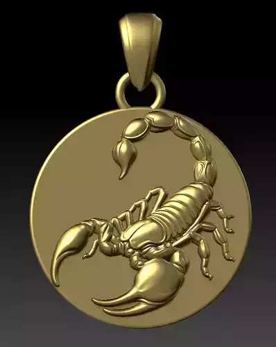Scorpio Zodiac Pendant and Standalone Scorpion 3D Model
