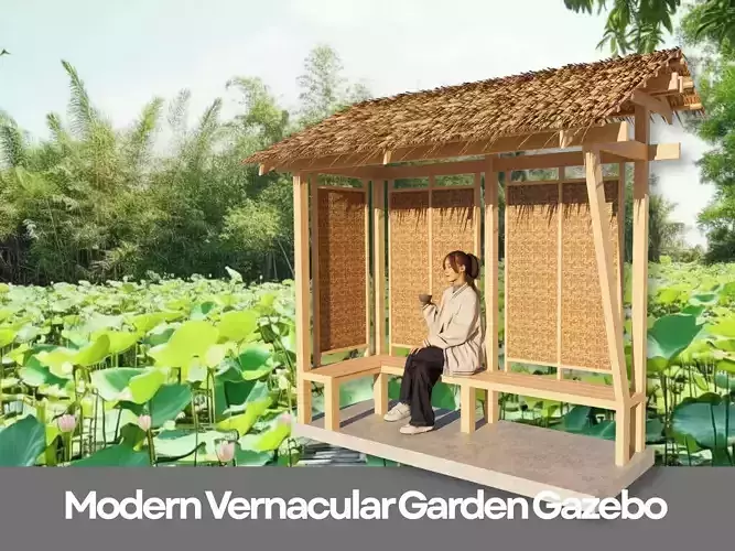 Modern Vernacular Garden Gazebo - Tropical Shade - Resort 3D model