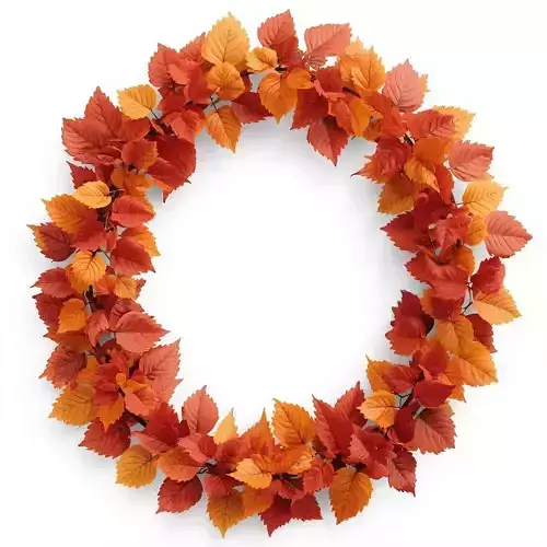 Realistic Autumn Leaf Wreath 3D Model Seasonal Decor Low-poly 3D model
