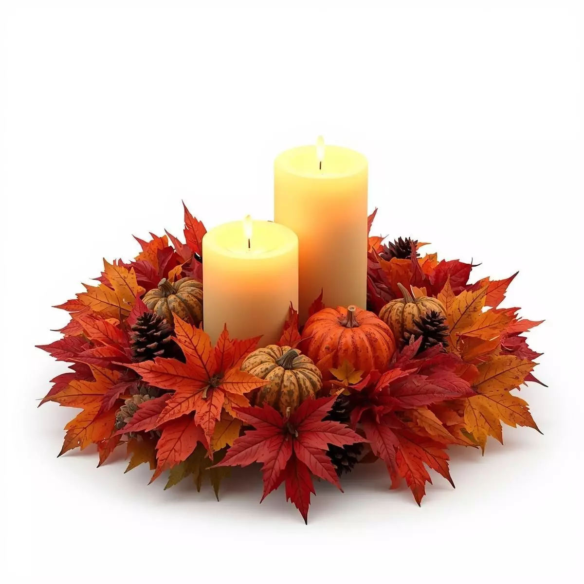 Thanksgiving Candle Centerpiece 3D Model Autumn Decor Low-poly 3D model_0